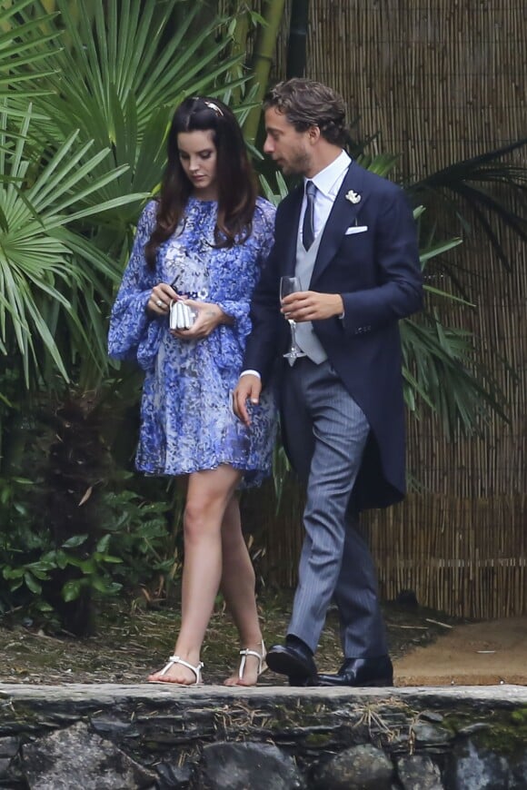 Lana Del Rey et son compagnon Francesco Carrozzini lors du mariage religieux de Pierre Casiraghi et Beatrice Borromeo sur les Iles Borromées, sur le Lac Majeur, le 1er août 2015.
