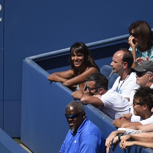 Shy'm assiste au match de Benoît Paire en huitième de finale de l'US Open, à l'USTA Billie Jean King National Tennis Center de Flushing dans le Queens à New York, le 6 septembre 2015