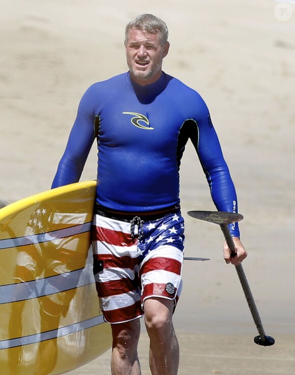 Eric Dane sur une plage à Los Angeles. Le 28 Août 2015