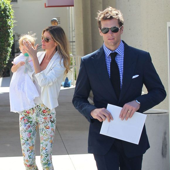 Gisele Bundchen et son mari Tom Brady baptisent leur fille Vivian à Brentwood, le 8 mars 2014