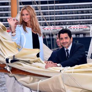Adriana Karembeu et son mari André Ohanian au Yacht Club de Monaco dans le cadre de la 12e Monaco Classic Week le 10 septembre 2015.