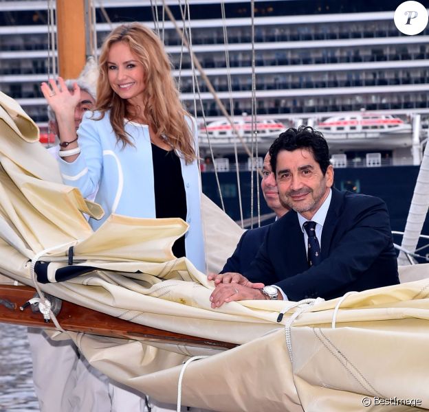 Adriana Karembeu et son mari André Ohanian au Yacht Club de Monaco dans le cadre de la 12e Monaco Classic Week le 10 septembre 2015.