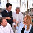  Christian Plumail (le chef du Yacht Club Monaco), André Ohanian, Bernard d'Alessandri, le directeur du Yacht Club de Monaco, et Adriana Karembeu ont participé au Concours des Chefs dans le cadre de la 12e Monaco Classic Week le 10 septembre 2015.  