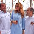 Christian Plumail (le chef du Yacht Club de Monaco), Adriana Karembeu Ohanian et Christian Garcia (le chef du Palais Princier de Monaco) ont fait partie du jury au Concours des Chefs dans le cadre de la 12e Monaco Classic Week le 10 septembre 2015.