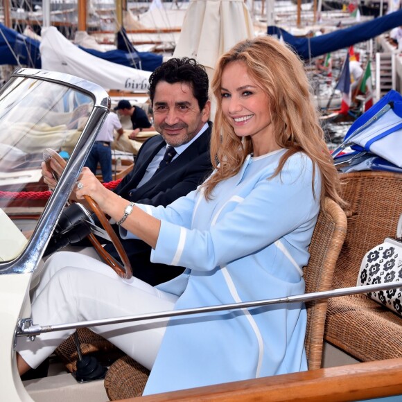 Adriana Karembeu et son mari André (Aram) Ohanian au Yacht Club de Monaco dans le cadre de la 12e Monaco Classic Week le 10 septembre 2015.