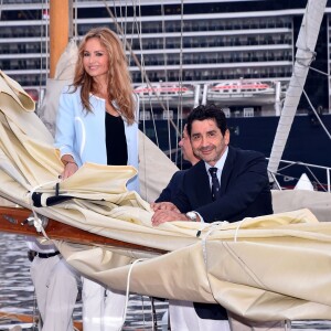 Adriana Karembeu et son mari André (Aram) Ohanian au Yacht Club de Monaco dans le cadre de la 12e Monaco Classic Week le 10 septembre 2015.