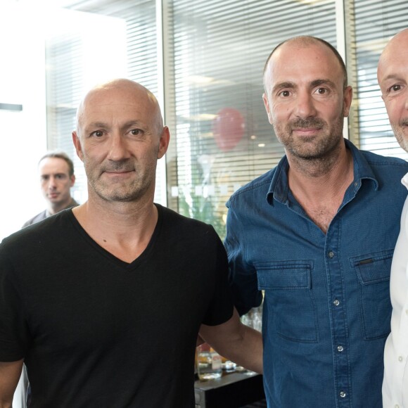 Fabien Barthez, Christophe Dugarry et Franck Leboeuf - 11e édition du "BGC Charity Day" à Paris le 11 septembre 2015 en mémoire aux 658 collaborateurs du groupe BGC Partners (leader mondial du courtage interbancaire) disparus dans les attentats du World Trade Center, le 11 septembre 2001.