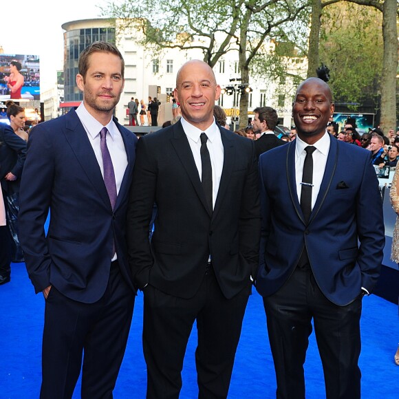 Paul Walker, Vin Diesel et Tyrese Gibson lors de la première de Fast and Furious 6 à l'Empire Leicester Square de Londres, le 7 mai 2013