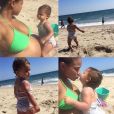 Danielle Milian enceinte et sa fille Naomi à la plage / photo postée sur Instagram.