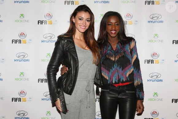 Rachel Legrain-Trapani, Hapsatou Sy - Soirée de lancement du jeu vidéo "FIFA 2016" au Faust à Paris, le 21 septembre 2015