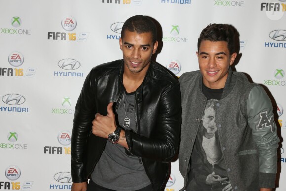 Brahim Zaibat et Samy Seghir - Soirée de lancement du jeu vidéo "FIFA 2016" au Faust à Paris, le 21 septembre 2015