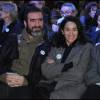 Rachida Brakni et Eric Cantona à Paris le 1er février 2012 lors de la présentation du 17e rapport annuel sur le mal logement organisée par la Fondation Abbé Pierre, le 1er février 2012