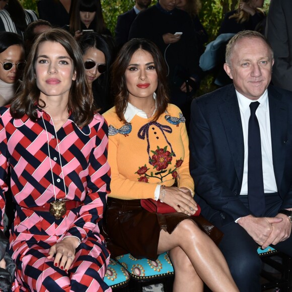 Charlotte Casiraghi, François-Henri Pinault et sa femme Salma Hayek - People au défilé Gucci pendant la fashion week de Milan le 23 septembre 2015.