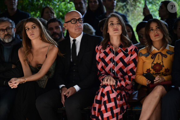 Bianca Brandolini d'Adda, Marco Bizzarri, PDG de Gucci, Charlotte Casiraghi, François-Henri Pinault et sa femme Salma Hayek - People au défilé Gucci pendant la fashion week de Milan le 23 septembre 2015.