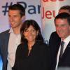 Tony Estanguet, Anne Hidalgo, Manuel Valls, Guy Drut - Rassemblement pour le lancement de la campagne "Je rêve des Jeux" pour la candidature de "Paris 2024" pour les Jeux Olympiques à Paris le 25 septembre 2015.