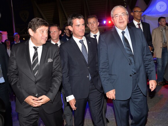 Patrick Kanner (ministre des sports), Manuel Valls et Jean-Paul Huchon - Rassemblement pour le lancement de la campagne "Je rêve des Jeux" pour la candidature de "Paris 2024" pour les Jeux Olympiques à Paris le 25 septembre 2015.
