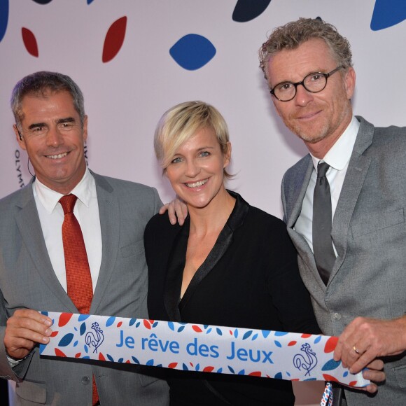 Marc Maury, Céline Géraud et Denis Brogniart - Rassemblement pour le lancement de la campagne "Je rêve des Jeux" pour la candidature de "Paris 2024" pour les Jeux Olympiques à Paris le 25 septembre 2015.