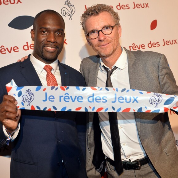 Pascal Gentil et Denis Brogniart - Rassemblement pour le lancement de la campagne "Je rêve des Jeux" pour la candidature de "Paris 2024" pour les Jeux Olympiques à Paris le 25 septembre 2015.