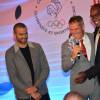 Tony Parker, Marc Maury et Teddy Riner - Rassemblement pour le lancement de la campagne "Je rêve des Jeux" pour la candidature de "Paris 2024" pour les Jeux Olympiques à Paris le 25 septembre 2015.