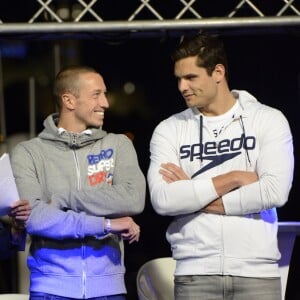 Frédérick Bousquet, Florent Manaudou - Opération "Je rêve des Jeux", mobilisation nationale en soutien à la candidature de Paris pour l'organisation des Jeux Olympiques et Paralympiques de 2024. Marseille, le 25 septembre 2015