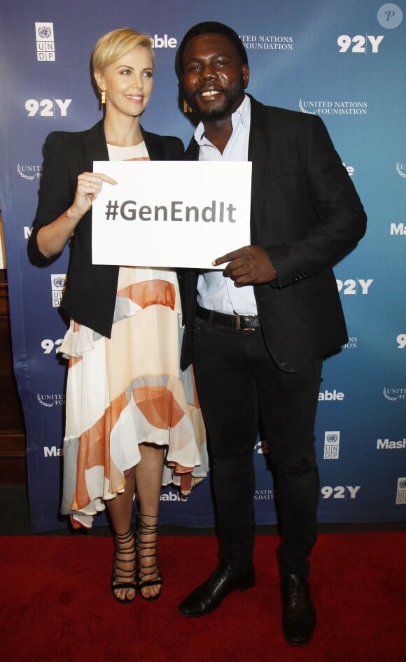 Charlize Theron, Kweku Mandela à la soirée 2015 Social Good Summit à New York, le 28 septembre 2015