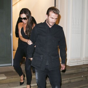 Victoria et David Beckham quittent le magasin Victoria Beckham à Dover Street. Londres, le 22 septembre 2015.