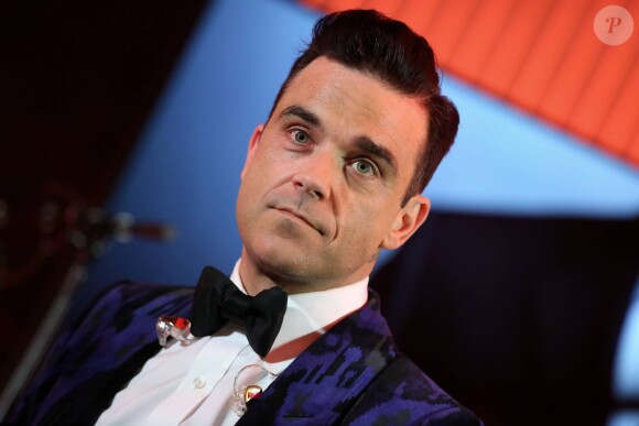 Robbie Williams - Événement exceptionnel organisé par Café Royal au restaurant Monsieur Bleu, au cours duquel Robbie Williams, égérie de la marque était présent. Paris le 1 er décembre 2014