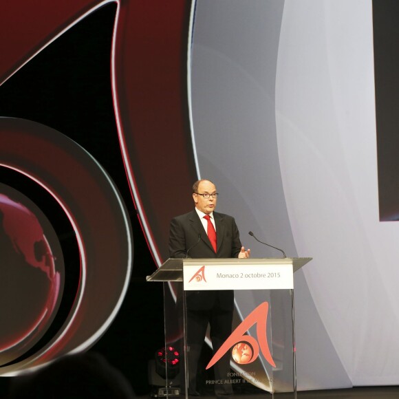 Exclusif - Le prince Albert II de Monaco lors de la 8e cérémonie de remise des prix de la Fondation Prince Albert II au Grimaldi Forum de Monaco, le 2 octobre 2015.