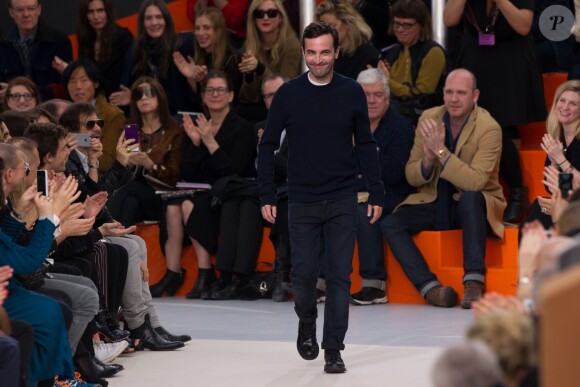 Nicolas Ghesquière lors du défilé Louis Vuitton (collection automne-hiver 2015-2016) à Paris. Le 11 mars 2015.