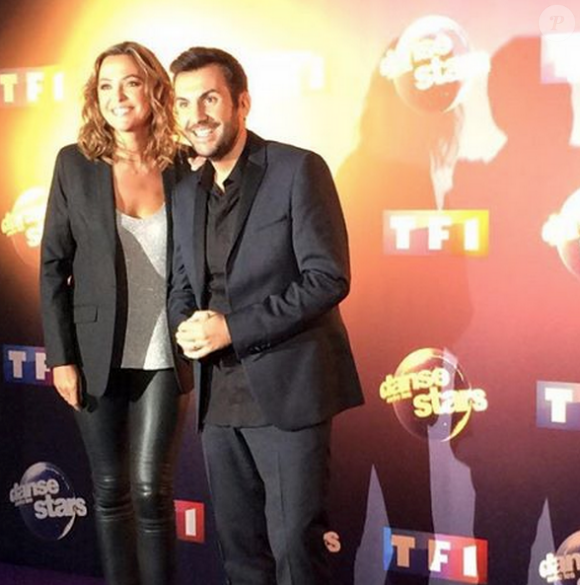Laurent Ournac et Sandrine Quétier à la conférence de presse de Danse avec les stars TF1. Le 7 octobre 2015.