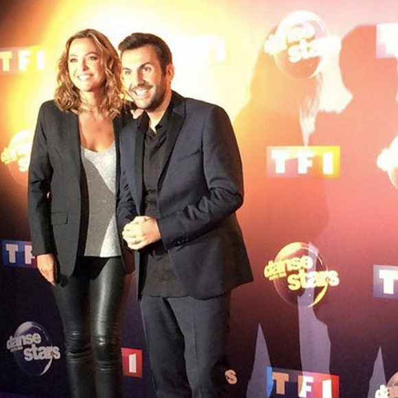 Laurent Ournac et Sandrine Quétier à la conférence de presse de Danse avec les stars TF1. Le 7 octobre 2015.