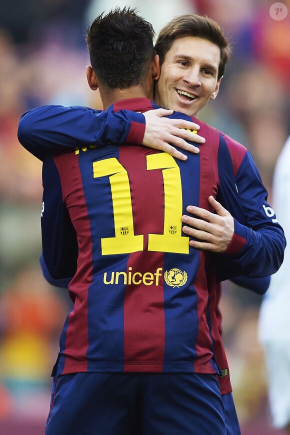 Lionel Messi et Neymar à Barcelone le 15 février 2015. 
