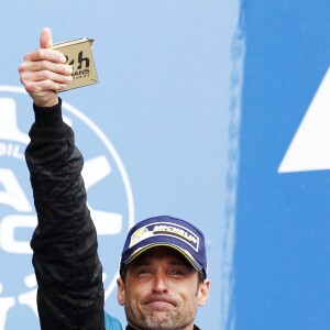 Patrick Dempsey lors de sa seconde place décrochée aux 24 Heures du Mans, le 14 juin 2015, sur le circuit de la Sarthe au Mans