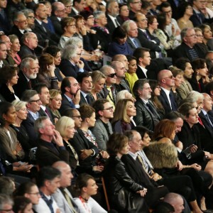 Louise Bourgoin, Asia Argento et son père Dario Argento, Thierry et Sophie Braillard, Luana et Paul Belmondo, Jean-Paul Belmondo, Gérard Collomb, Vincent Lindon - Soirée d'ouverture de la 7e édition du Festival Lumière 2015 à la Halle Tony-Garnier à Lyon le 12 octobre 2015.