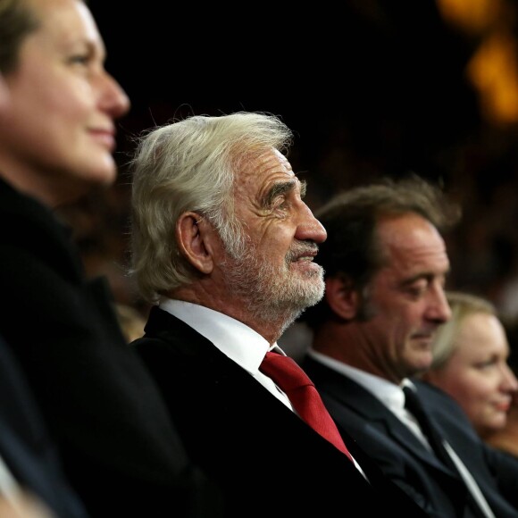 Thierry Braillard, Luana Belmondo, Jean-Paul Belmondo, Vincent Lindon - Soirée d'ouverture de la 7e édition du Festival Lumière 2015 à la Halle Tony-Garnier à Lyon le 12 octobre 2015.