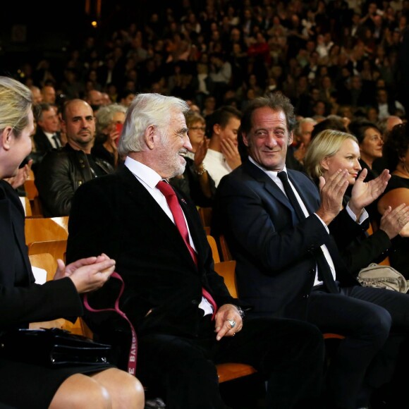 Luana Belmondo, Jean-Paul Belmondo, Vincent Lindon - Soirée d'ouverture de la 7e édition du Festival Lumière 2015 à la Halle Tony-Garnier à Lyon le 12 octobre 2015.