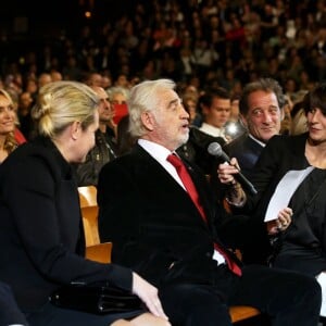 Luana Belmondo, Jean-Paul Belmondo, Vincent Lindon - Soirée d'ouverture de la 7e édition du Festival Lumière 2015 à la Halle Tony-Garnier à Lyon le 12 octobre 2015.