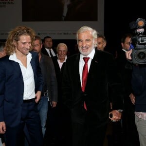 Gwendal Peizerat, Jean-Paul Belmondo - Soirée d'ouverture de la 7e édition du Festival Lumière 2015 à la Halle Tony-Garnier à Lyon le 12 octobre 2015.