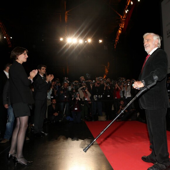 Jean-Paul Belmondo, Paul Belmondo - Soirée d'ouverture de la 7e édition du Festival Lumière 2015 à la Halle Tony-Garnier à Lyon le 12 octobre 2015.