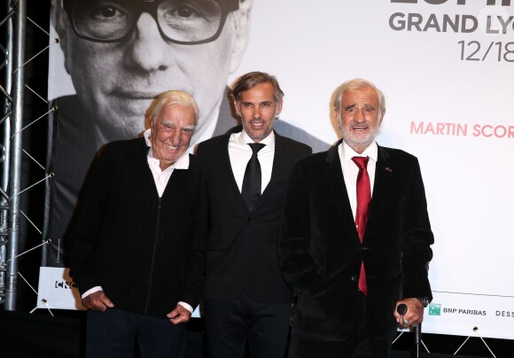 Charles Gérard, Paul Belmondo, Jean-Paul Belmondo - Soirée d'ouverture de la 7e édition du Festival Lumière 2015 à la Halle Tony-Garnier à Lyon le 12 octobre 2015.