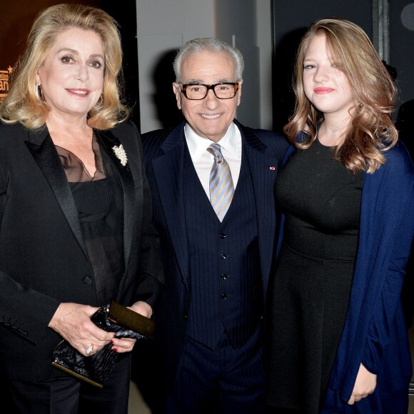 Catherine Deneuve, Martin Scorsese et sa fille Francesca - Visite privée de l'exposition "Martin Scorsese" à la cinémathèque française à Paris, le 13 octobre 2015.