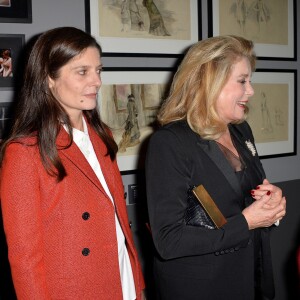 Catherine Deneuve et sa fille Chiara Mastroianni, Roman Polanski - Visite privée de l'exposition "Martin Scorsese" à la cinémathèque française à Paris, le 13 octobre 2015.