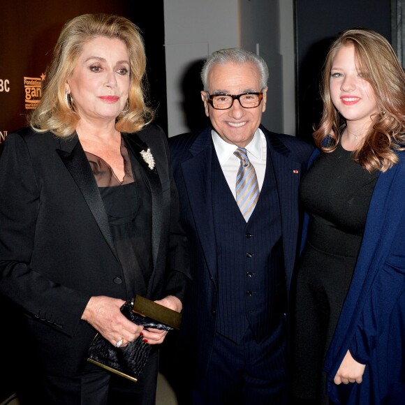Catherine Deneuve, Martin Scorsese et sa fille Francesca - Visite privée de l'exposition "Martin Scorsese" à la cinémathèque française à Paris, le 13 octobre 2015.