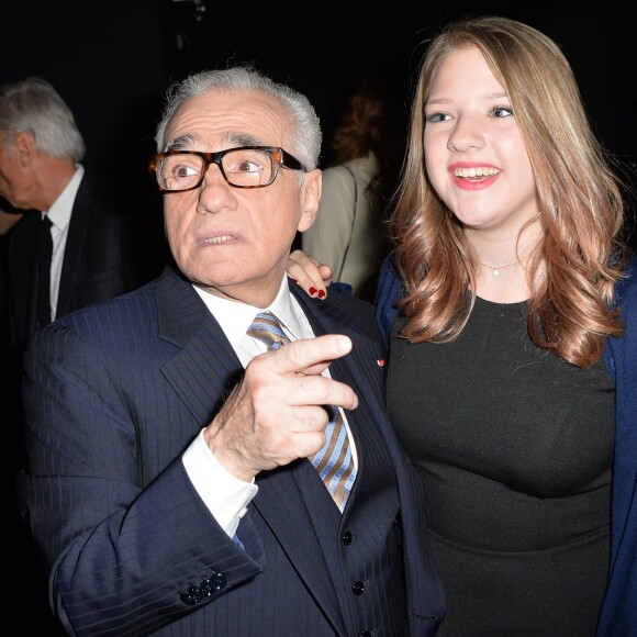 Martin Scorsese et sa fille Francesca - Visite privée de l'exposition "Martin Scorsese" à la cinémathèque française à Paris, le 13 octobre 2015.