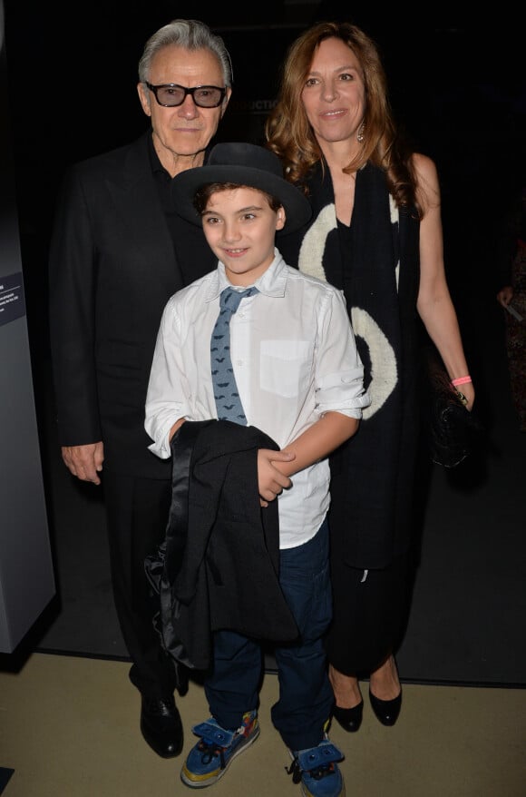 Harvey Keitel, sa femme Daphna Kastner, et leur fils Roman - Visite privée de l'exposition "Martin Scorsese" à la cinémathèque française à Paris, le 13 octobre 2015.