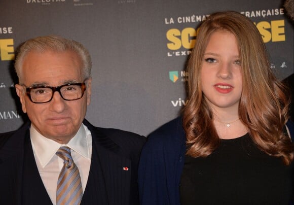 Martin Scorsese et sa fille Francesca - Photocall à l'occasion de la visite privée de l'exposition "Scorsese" à la Cinémathèque française à Paris, le 13 octobre 2015.