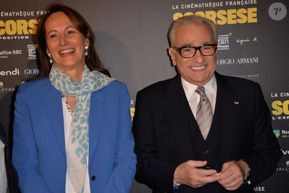 Ségolène Royal et Martin Scorsese - Photocall à l'occasion de la visite privée de l'exposition "Scorsese" à la Cinémathèque française à Paris, le 13 octobre 2015.