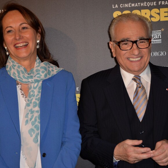 Ségolène Royal et Martin Scorsese - Photocall à l'occasion de la visite privée de l'exposition "Scorsese" à la Cinémathèque française à Paris, le 13 octobre 2015.