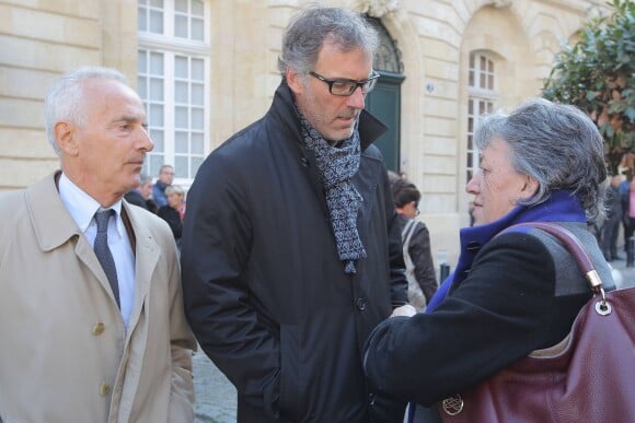 Jean-Didier Lange et Laurent Blanc - Obsèques de Dominique Dropsy en l'église Notre-Dame à Bordeaux, le 14 octobre 2015