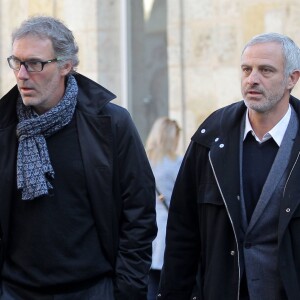 Laurent Blanc et Alain Roche - Obsèques de Dominique Dropsy en l'église Notre-Dame à Bordeaux, le 14 octobre 2015